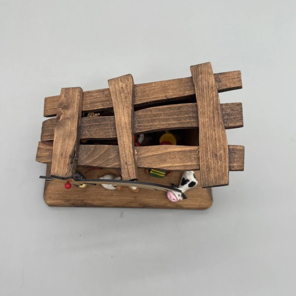 Vintage Nativity Set In Manger 3D Diorama Wood Hand Crafted by Franciscan Monks‎